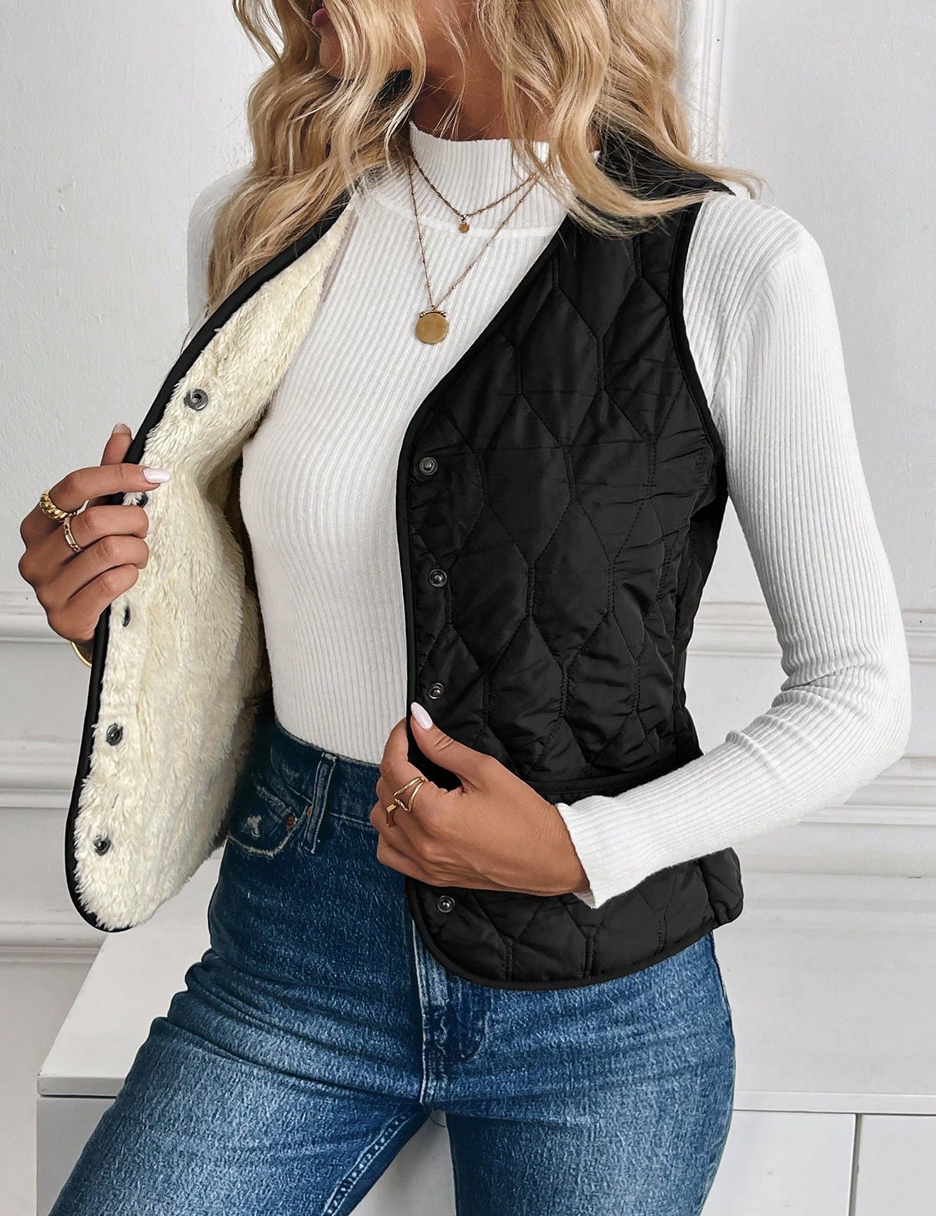 Cecily Davies | Quilted Faux Fur Lined Puffer Vest