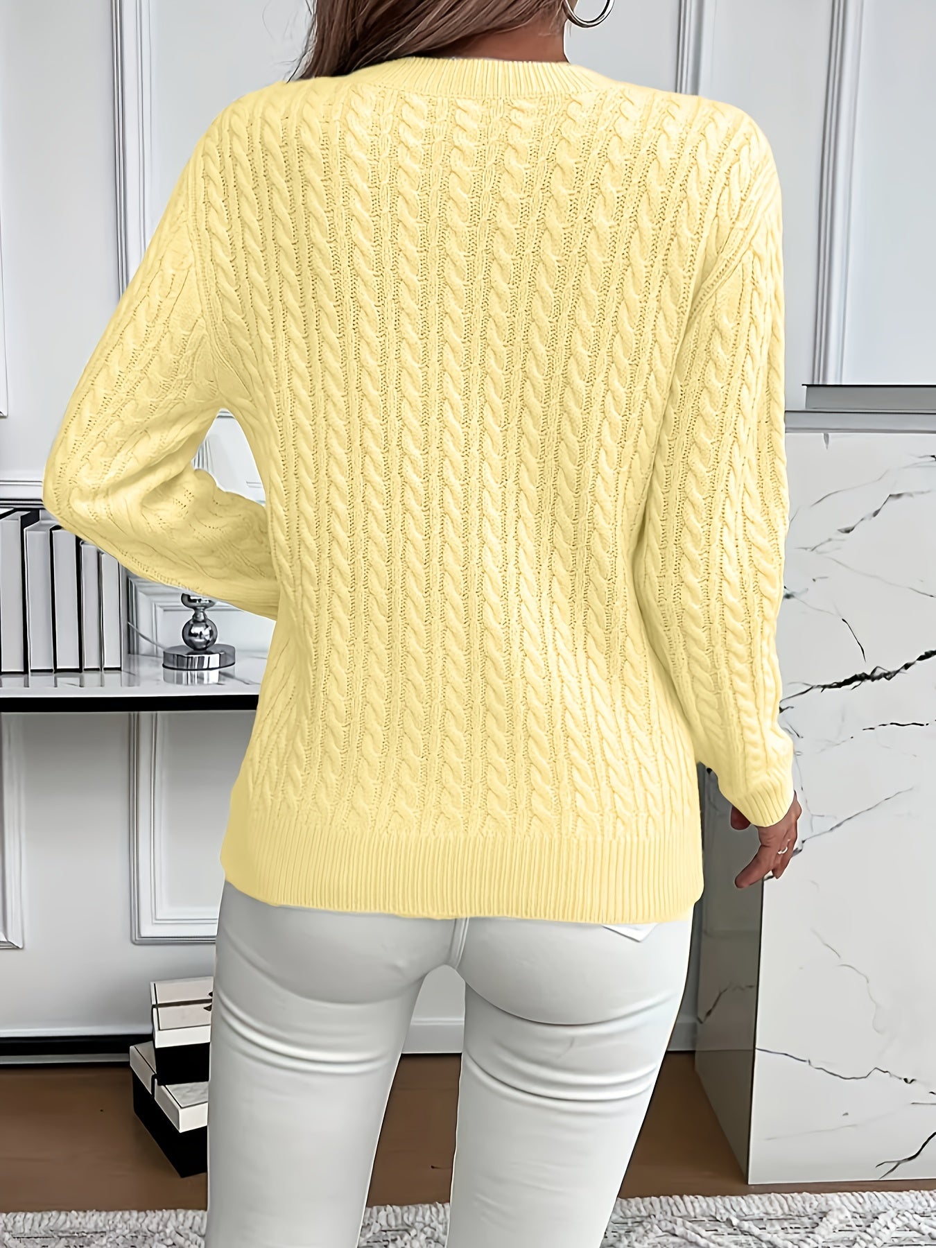 Lorelei Clarke | Pull à col rond en maille torsadée couleur menthe