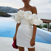 Nadia Fenwick | Satin Ruffle Cocktail Dress