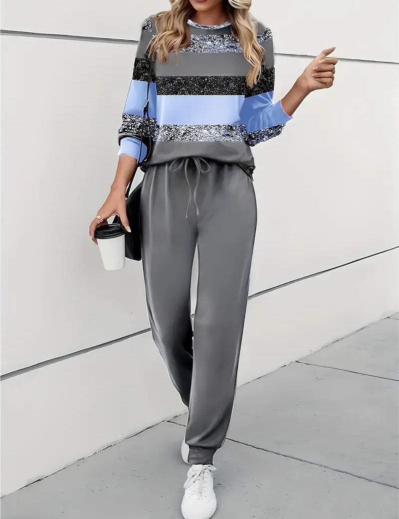 Imogen Walker | Ensemble sweat-shirt et pantalon de jogging à empiècements colorés