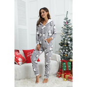 Combinaison de Noël à capuche Gris imprimée pingouin Snowy Paws pour femmes