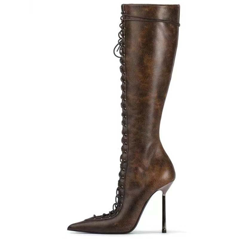 Penelope Clarke | Bottes montantes à talon aiguille et lacets