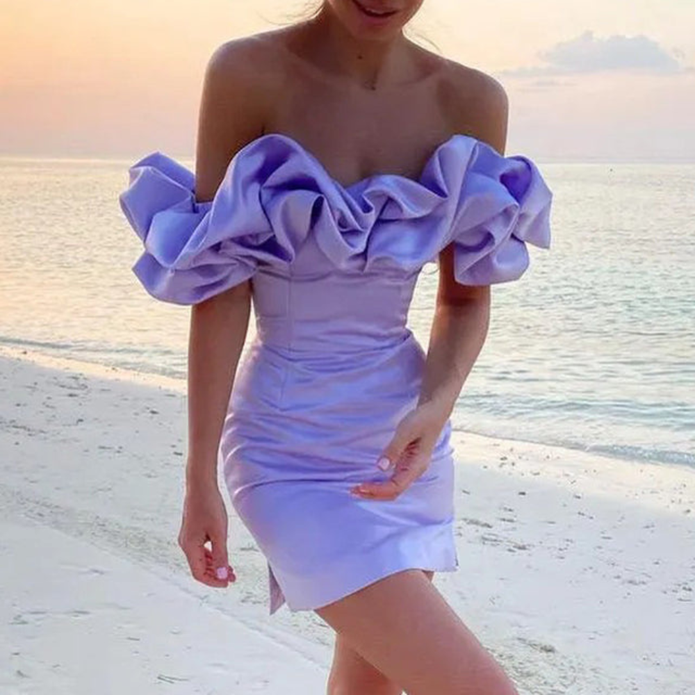Nadia Fenwick | Satin Ruffle Cocktail Dress
