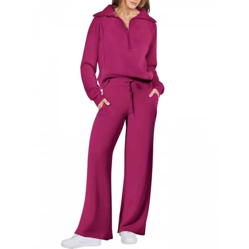 Emma Jones | Half-Zip Ribbed Loungewear Set