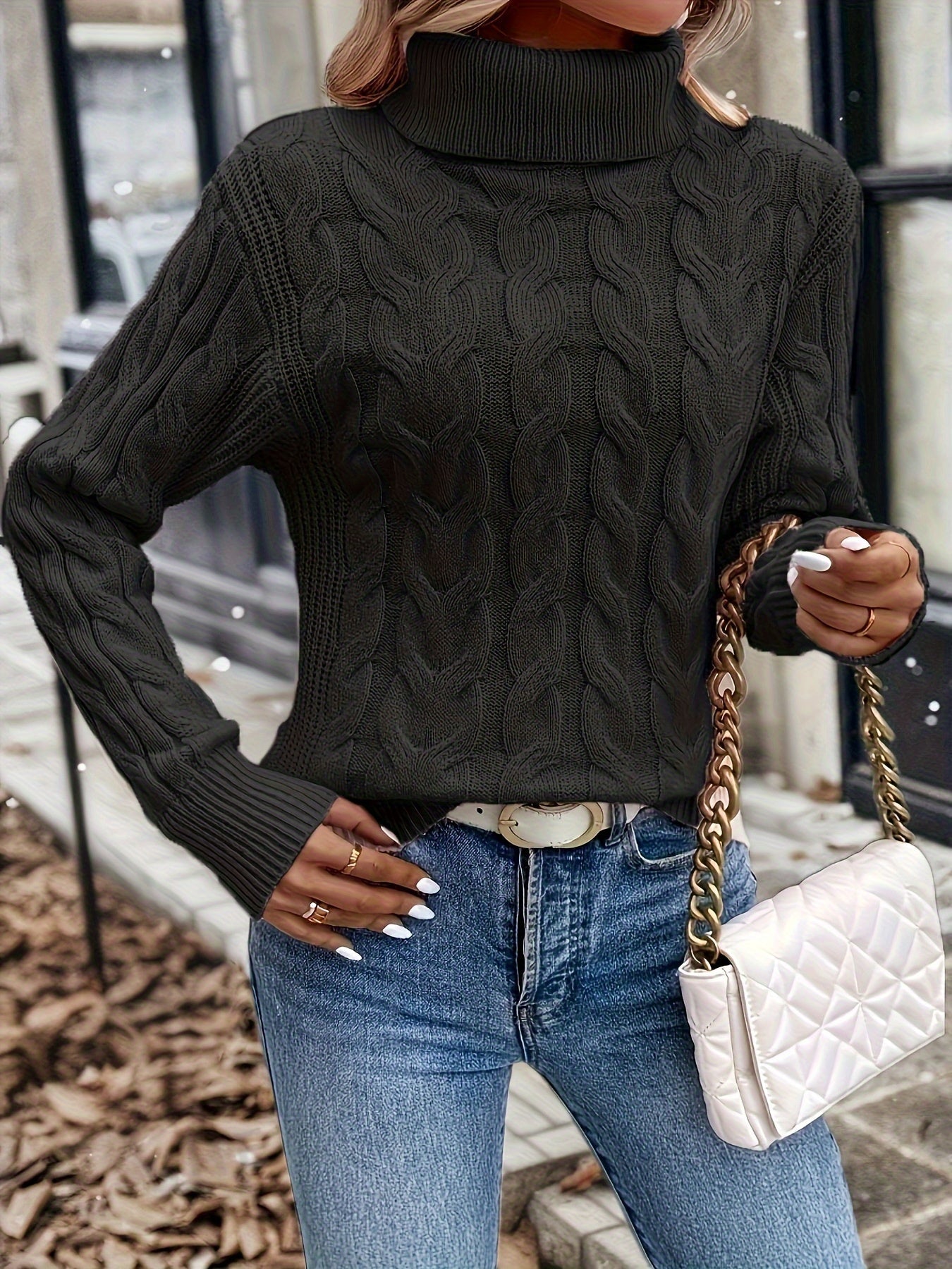 Fenella Sutherland | Cozy Cable-Knit Turtleneck Sweater