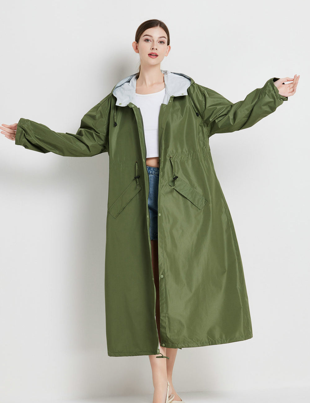 Poppy Evans | Imperméable mi-long à capuche pour femme, jaune soleil
