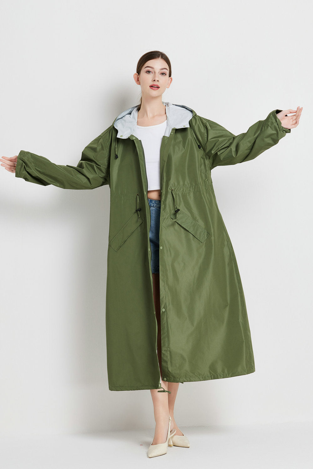 Poppy Evans | Imperméable mi-long à capuche pour femme, jaune soleil