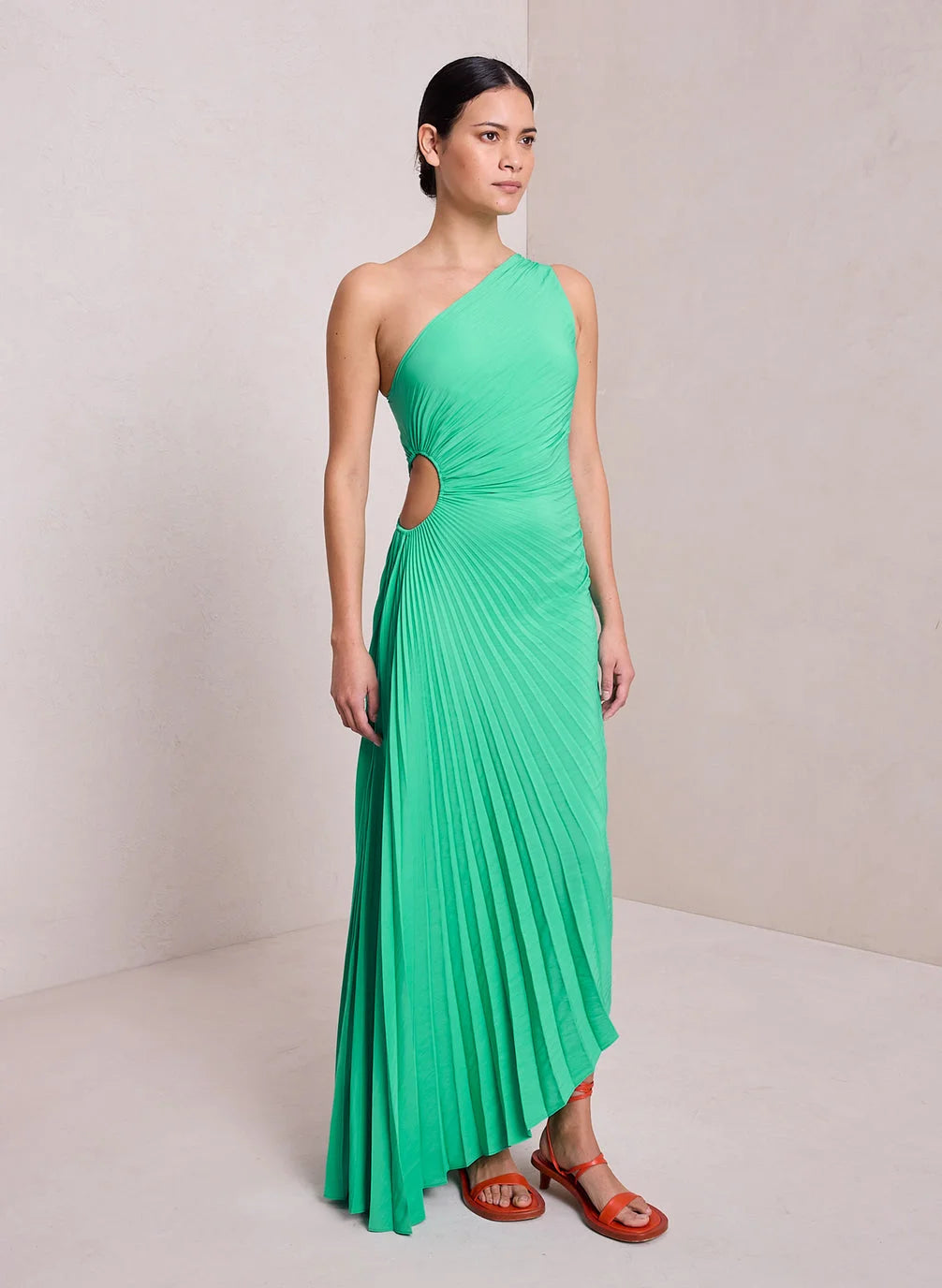Seraphina Laurent | Pleated One-Shoulder Maxi Dress