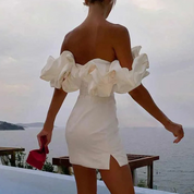 Nadia Fenwick | Satin Ruffle Cocktail Dress