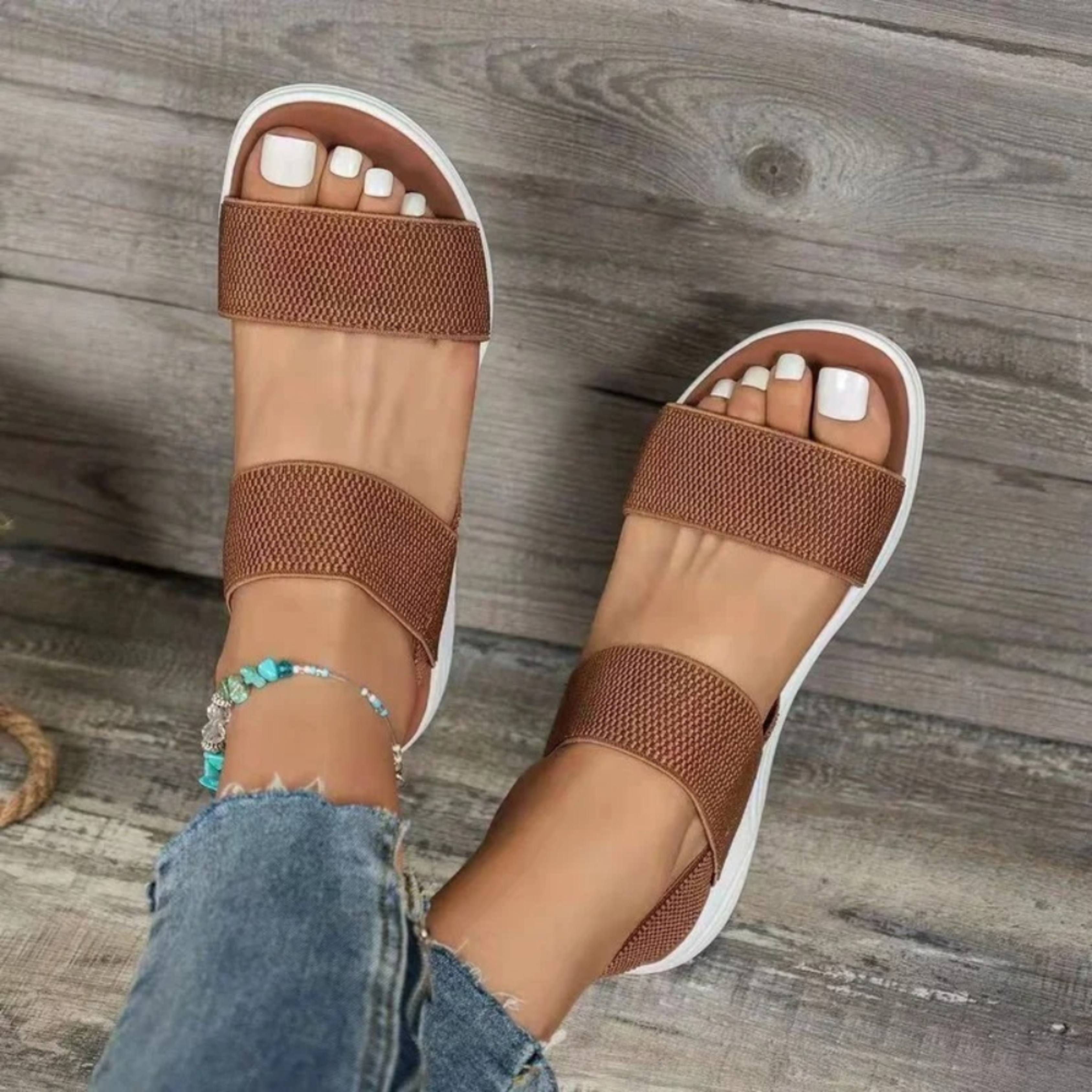 Dorothea Hill | Elastic Strap Wedge Sandals with Cushioned Sole