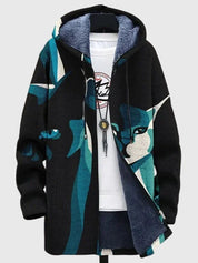 Rowan Hastings | Veste pour homme à imprimé artistique et capuche doublée en polaire