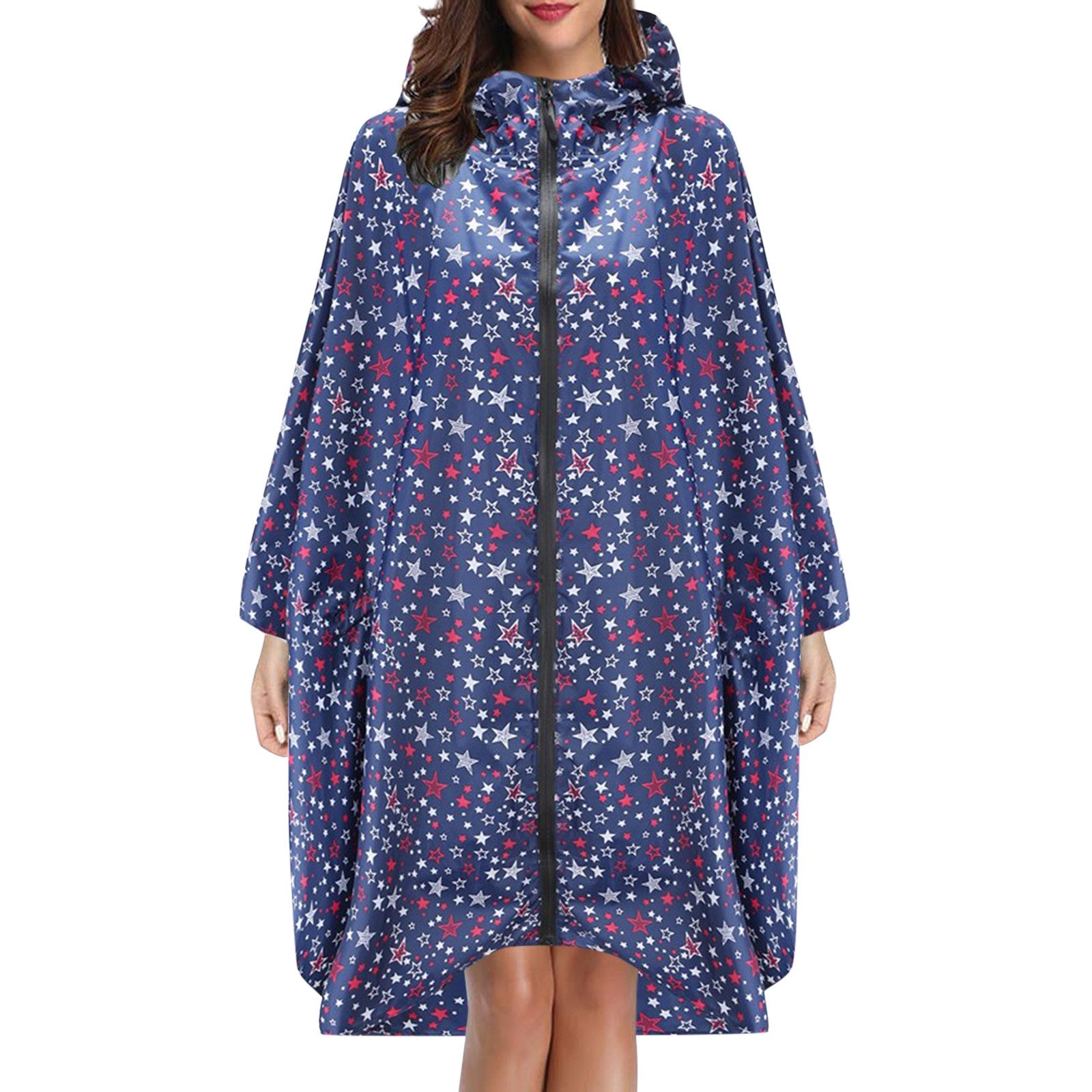 Cecily Turner | Printed Hooded Rain Poncho | Waterproof Statement Coat