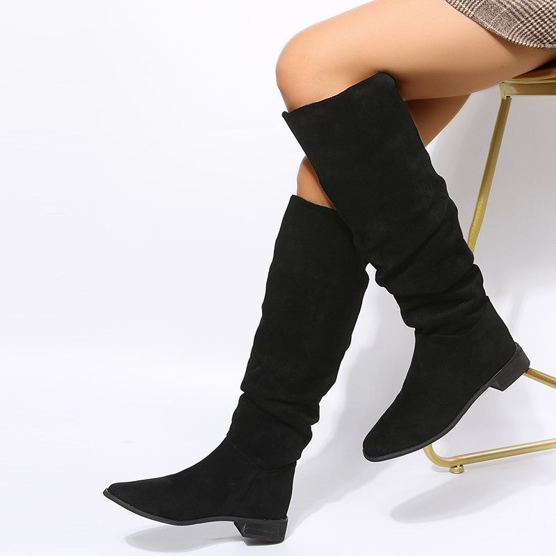 Harriet Wood | Bottes cuissardes plates en daim