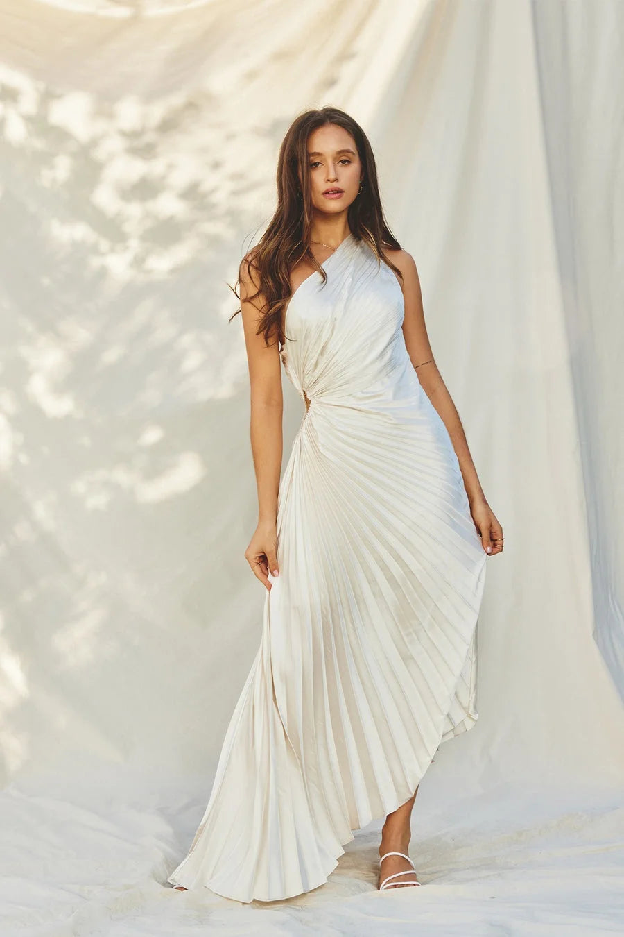 Seraphina Laurent | Pleated One-Shoulder Maxi Dress