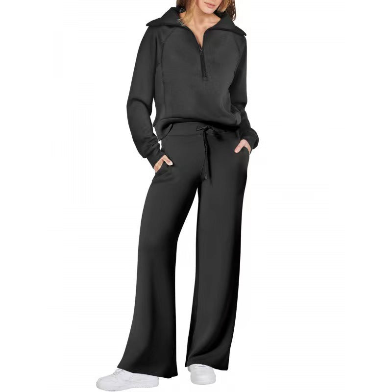 Emma Jones | Half-Zip Ribbed Loungewear Set