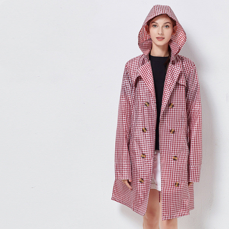 Harriet Clarke | Trench-coat à capuche vichy avec ceinture