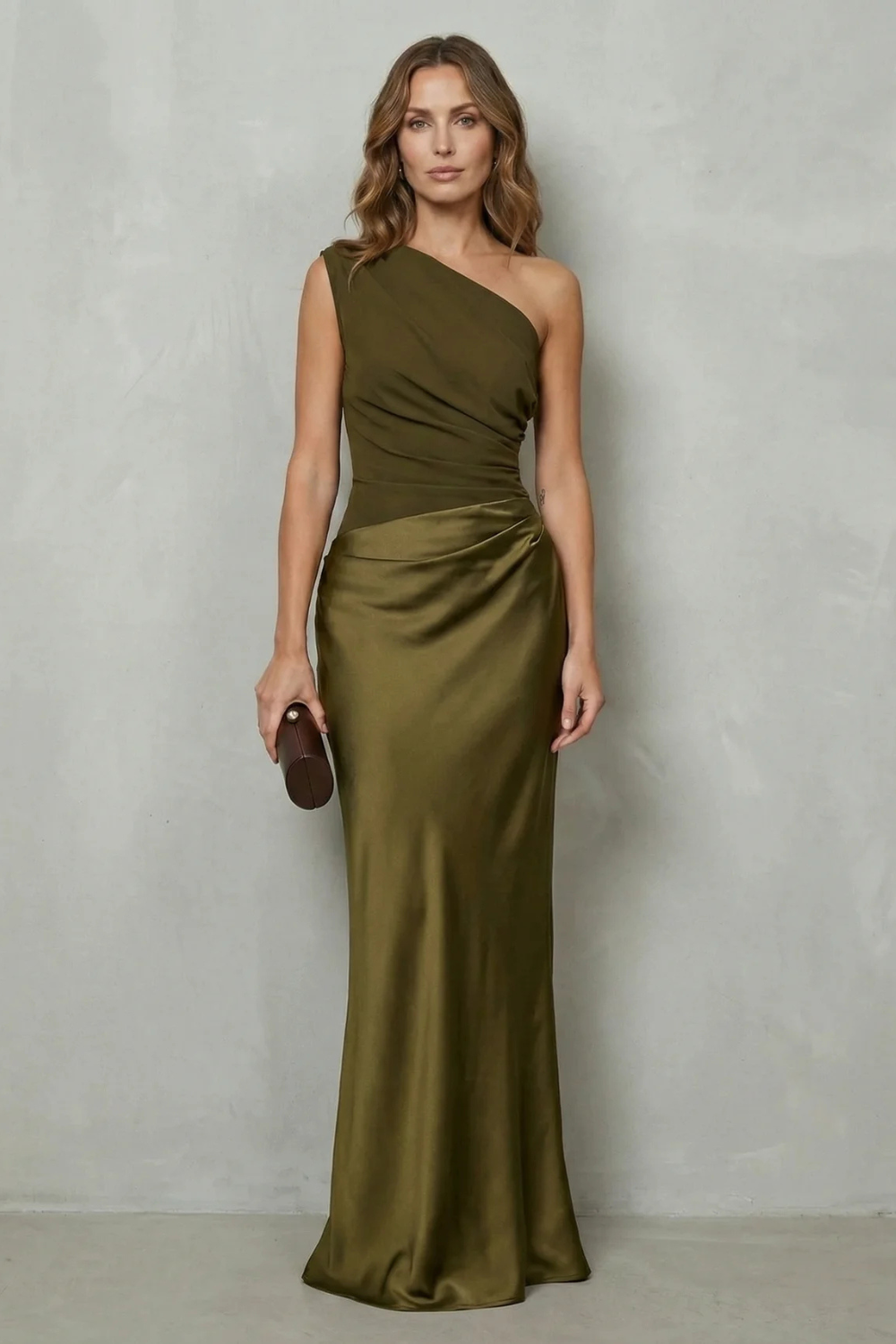 Arabella Kingsley | Asymmetric Satin Drape Evening Gown