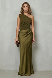 Arabella Kingsley | Asymmetric Satin Drape Evening Gown