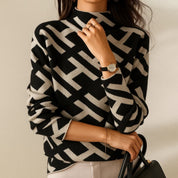 Marianne Kirkwood | Geometric Print Sweater With Mock Neck