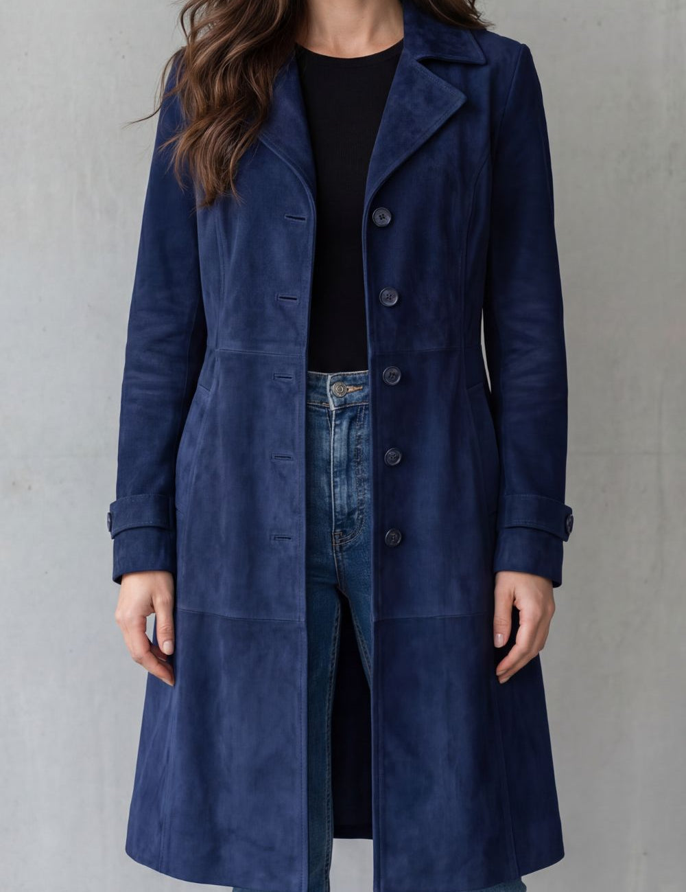 Georgina Caldwell | Manteau long à finition daim vintage