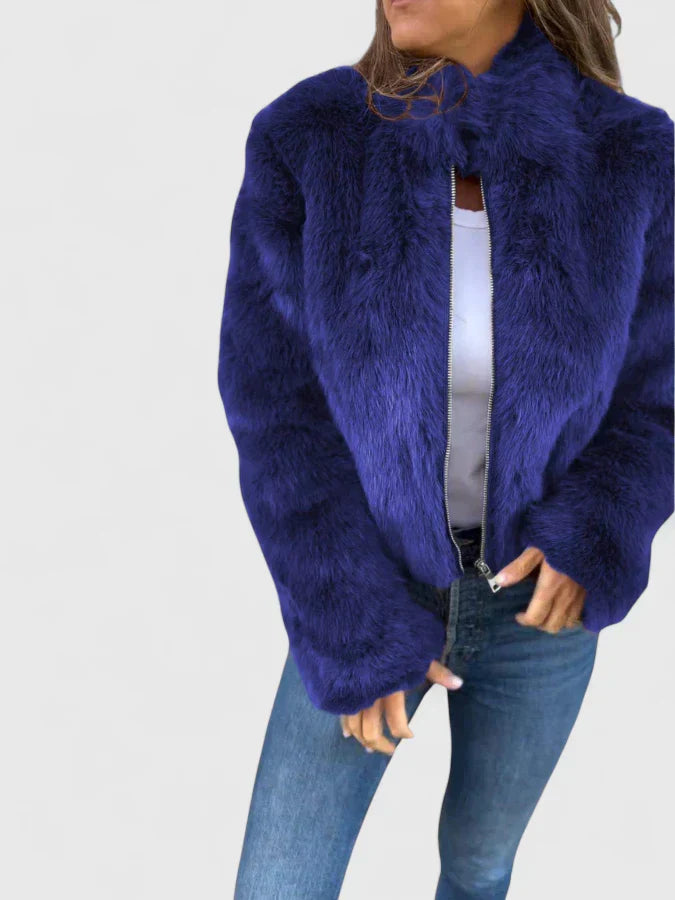 Harriet Cole | Faux Fur Jacket With Stand Collar