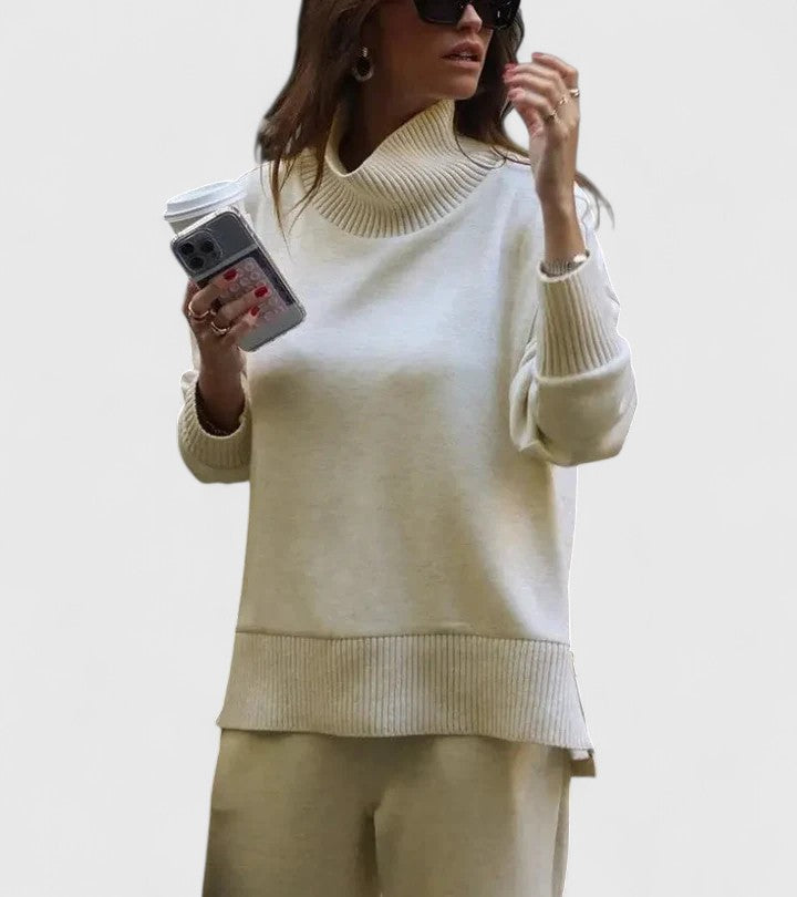 Freya Sutherland | Ensemble en maille côtelée deux pièces à col montant