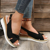 Hyacinth Stone | Open-Toe Wedge Sandals