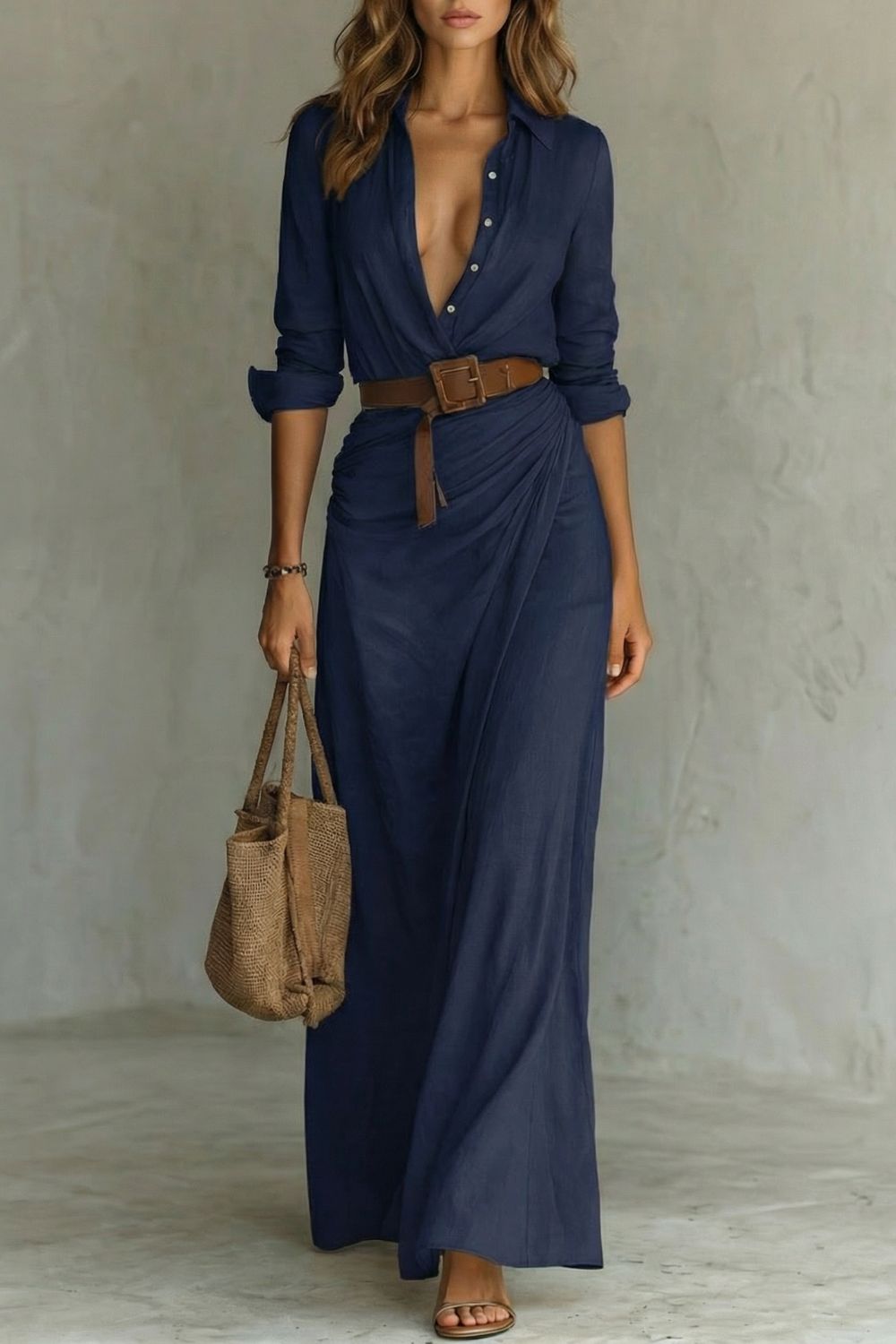 Harriet Drummond | Azura Button-Down Belted Maxi Dress