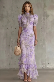 Beatrix Holloway | Roselique Romantic Floral Ruched Maxi Dress