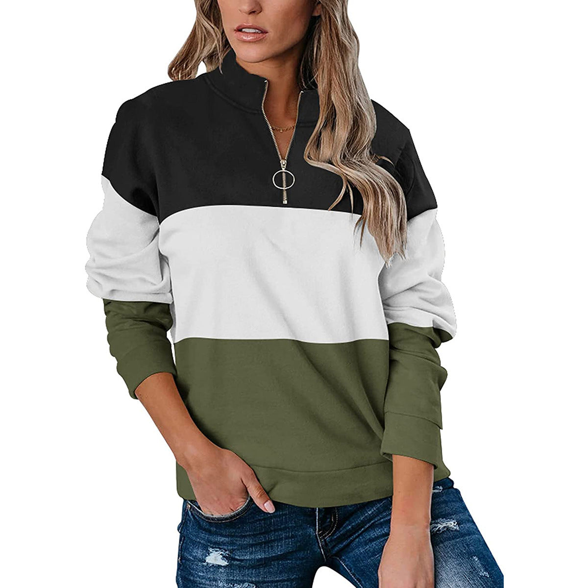 Florence Baker | Colour Block Quarter-Zip Sweatshirt