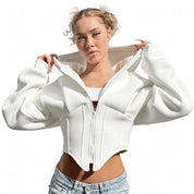 Imogen Radley | Cropped Corset Hoodie With Zip Front