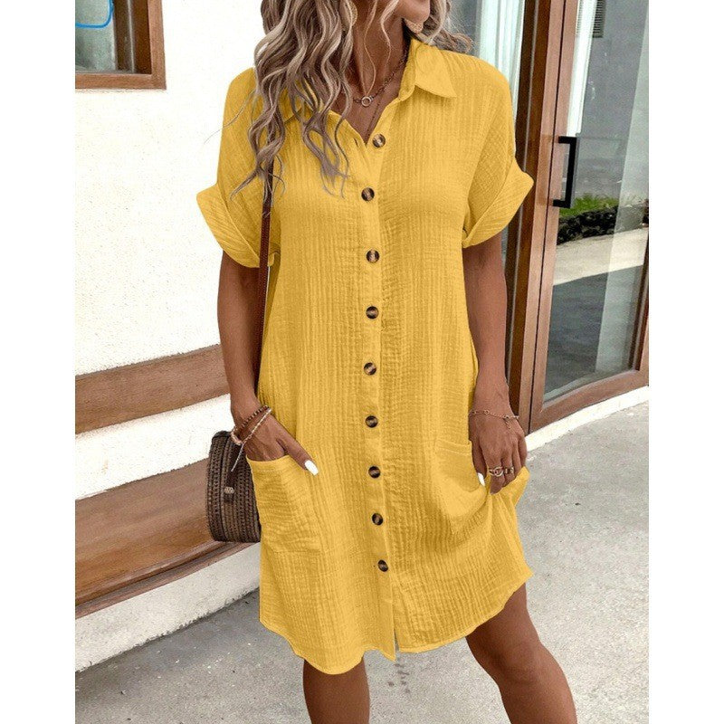 Priya Ashworth | Button-Through Cotton Gauze Shirt Dress with Pockets