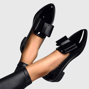 Margot Ashcombe | Patent Leather Loafers With Bow Detail