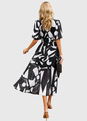 Beatrice Sandford | Floral V-Neck Midi Dress With Smocked Waist