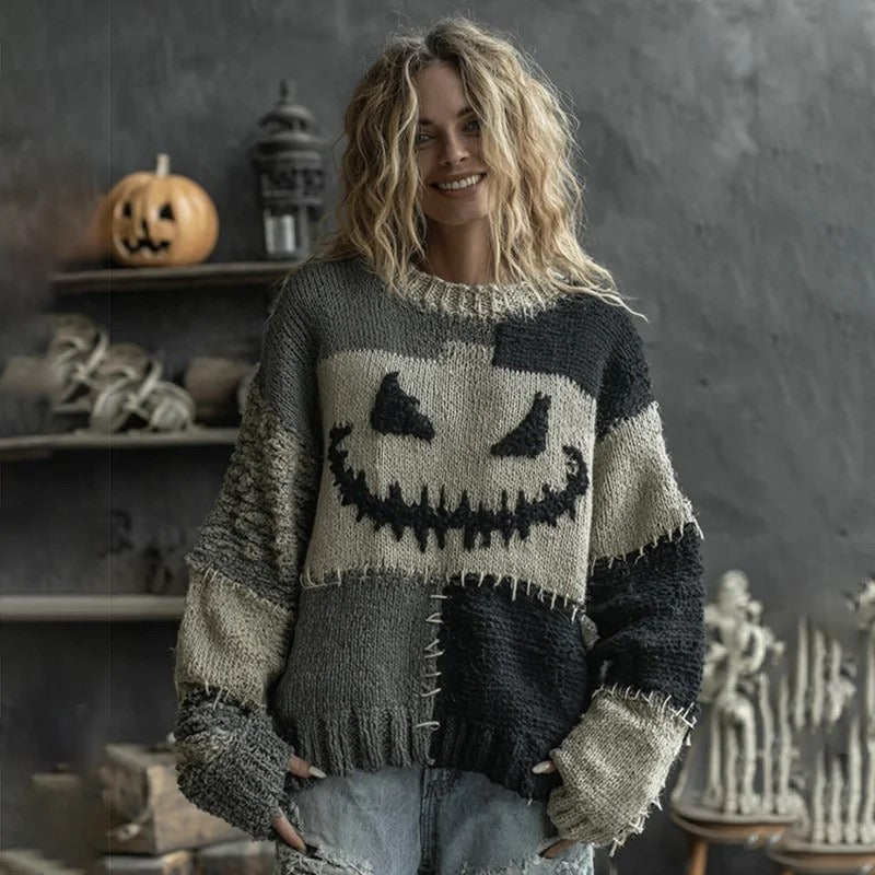 Ghoulish Grin | Pumpkin Halloween Sweater For Men