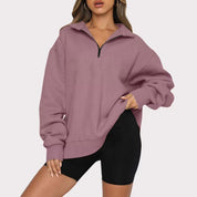 Harriet Fenwick | Oversized Blue Zip-Neck Sweatshirt