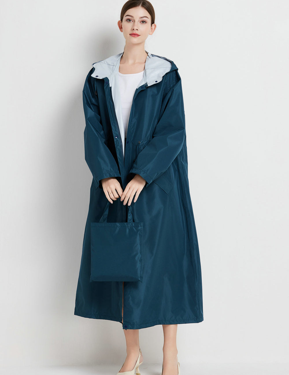 Poppy Evans | Imperméable mi-long à capuche pour femme, jaune soleil