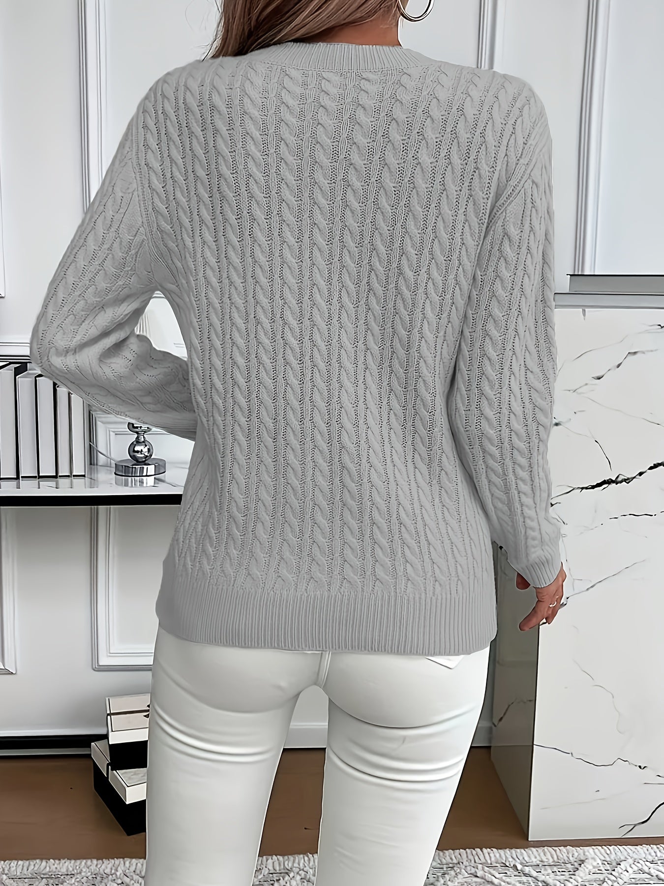 Lorelei Clarke | Pull à col rond en maille torsadée couleur menthe