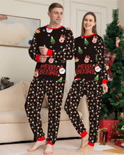 Cocoa Cabin | Pyjama de Noël à imprimé Père Noël noir pour couples