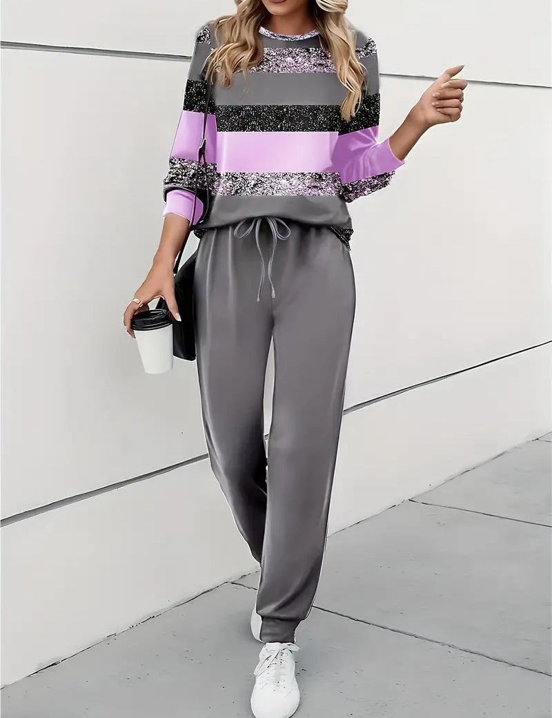 Imogen Walker | Ensemble sweat-shirt et pantalon de jogging à empiècements colorés