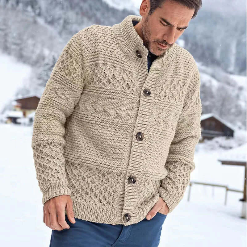 Edwin Harker | Chunky Cable Knit Cardigan With Button Front