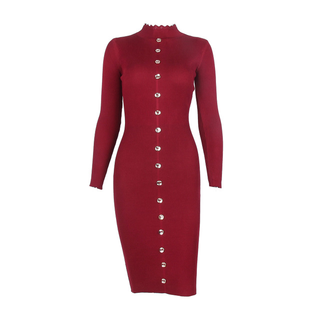 Penelope Ashcroft | Robe moulante en maille côtelée boutonnée sur le devant