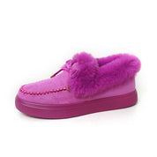 Georgia Sinclair | Fluffy Fur-Trim Moccasin Slippers