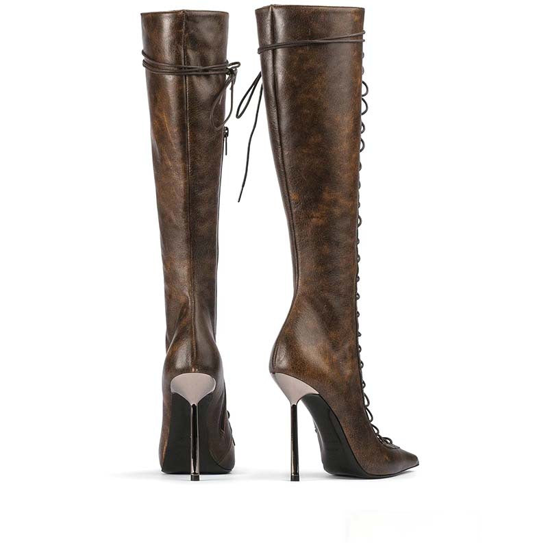 Penelope Clarke | Bottes montantes à talon aiguille et lacets