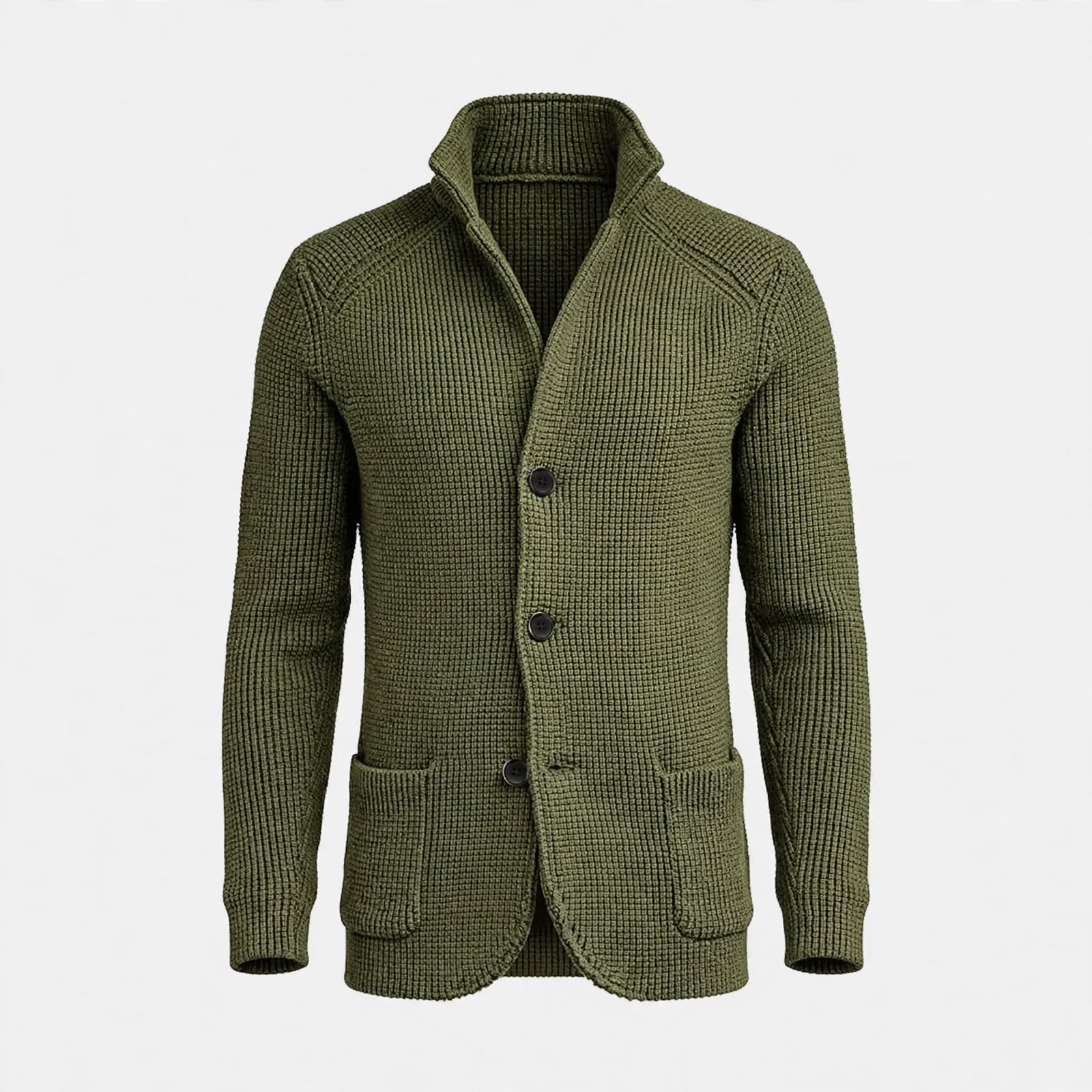 Duncan Prescott | Waffle Knit Sweater With Stand Collar