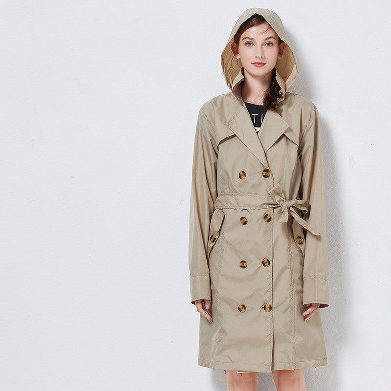 Harriet Clarke | Trench-coat à capuche vichy avec ceinture