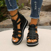 Tabitha Green | Black Gladiator Platform Sandals with Rhinestone Sole