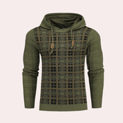 Barnaby Hollis | Checkered Knit Hoodie With Drawstring Hood
