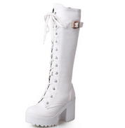 Grace Blanc | Bottes montantes de combat à lacets