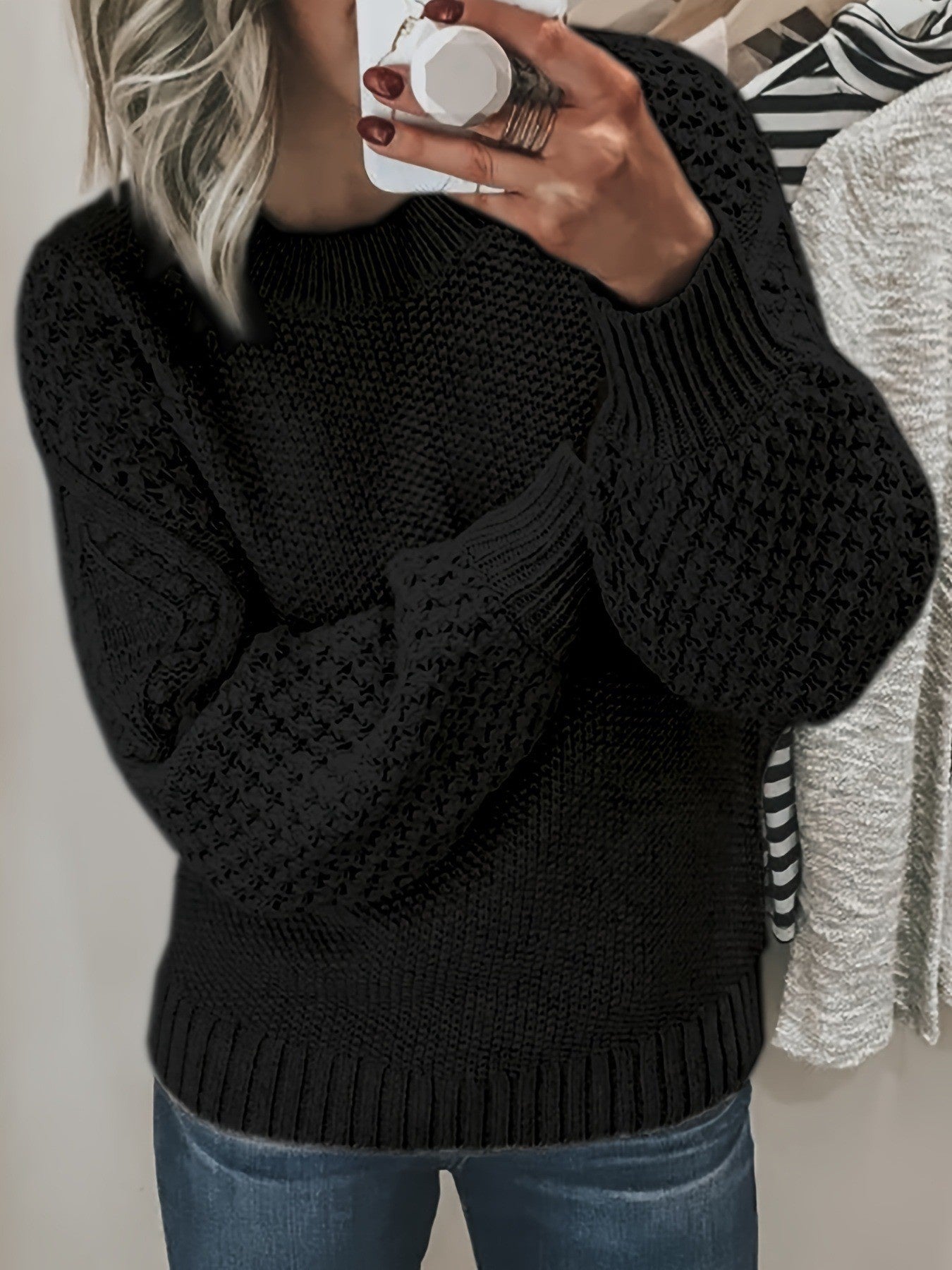 Cecily Wright | Pull en maille épaisse à manches ballon